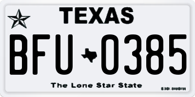 TX license plate BFU0385