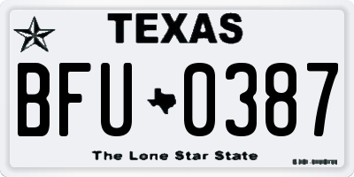 TX license plate BFU0387