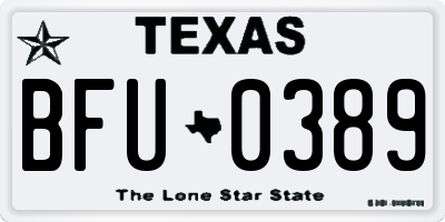 TX license plate BFU0389