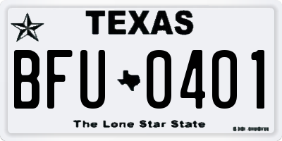 TX license plate BFU0401