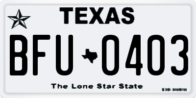 TX license plate BFU0403