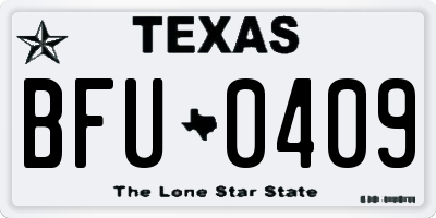 TX license plate BFU0409