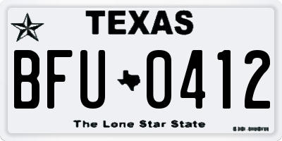 TX license plate BFU0412