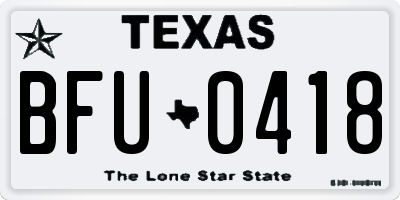 TX license plate BFU0418
