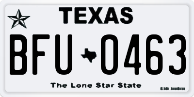 TX license plate BFU0463