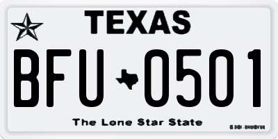 TX license plate BFU0501