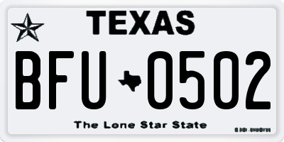 TX license plate BFU0502
