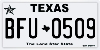 TX license plate BFU0509