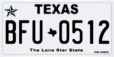 TX license plate BFU0512