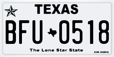TX license plate BFU0518