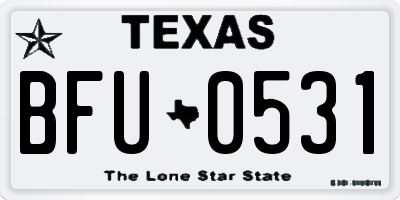 TX license plate BFU0531