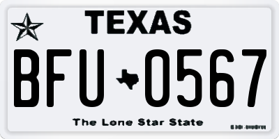 TX license plate BFU0567