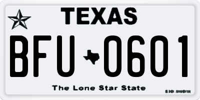 TX license plate BFU0601