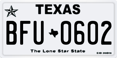 TX license plate BFU0602