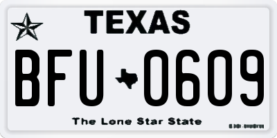 TX license plate BFU0609