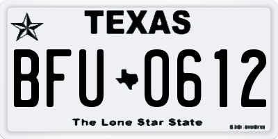 TX license plate BFU0612