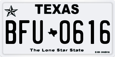 TX license plate BFU0616