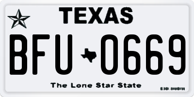 TX license plate BFU0669