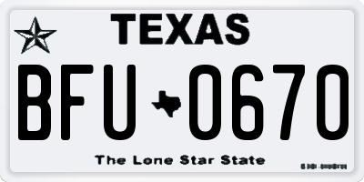 TX license plate BFU0670