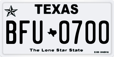 TX license plate BFU0700