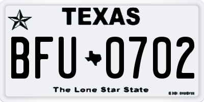 TX license plate BFU0702