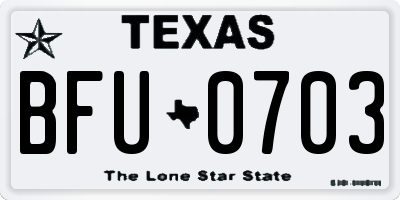 TX license plate BFU0703