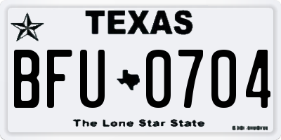 TX license plate BFU0704