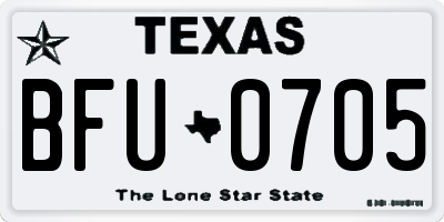 TX license plate BFU0705