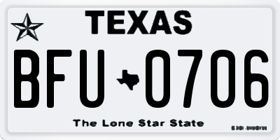 TX license plate BFU0706