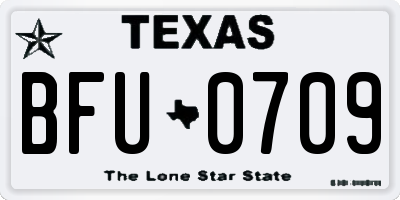 TX license plate BFU0709