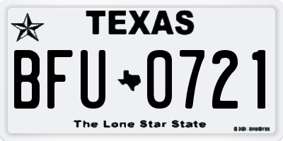 TX license plate BFU0721