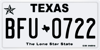 TX license plate BFU0722