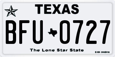 TX license plate BFU0727