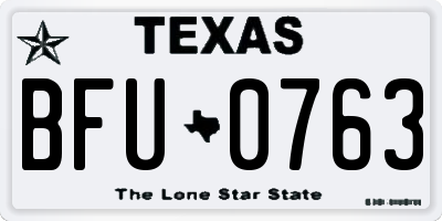 TX license plate BFU0763
