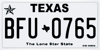 TX license plate BFU0765