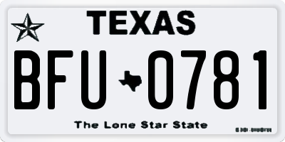 TX license plate BFU0781