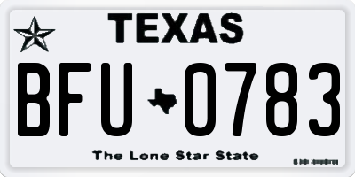 TX license plate BFU0783