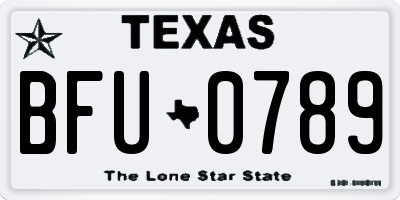 TX license plate BFU0789