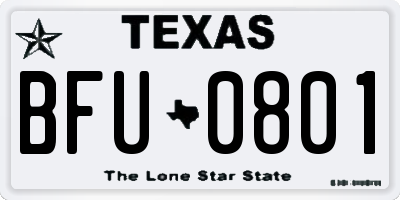TX license plate BFU0801