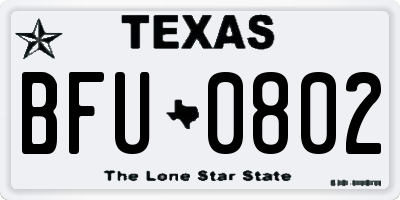 TX license plate BFU0802