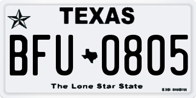 TX license plate BFU0805