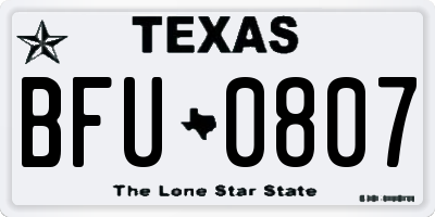 TX license plate BFU0807