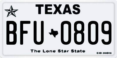 TX license plate BFU0809
