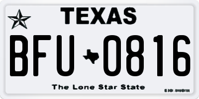 TX license plate BFU0816