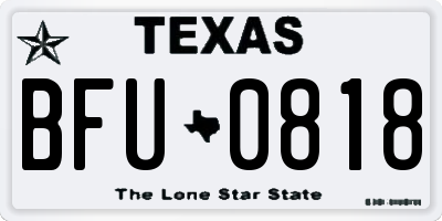 TX license plate BFU0818