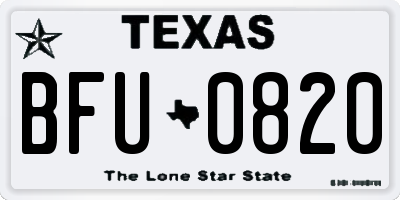 TX license plate BFU0820