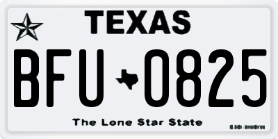 TX license plate BFU0825