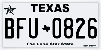 TX license plate BFU0826