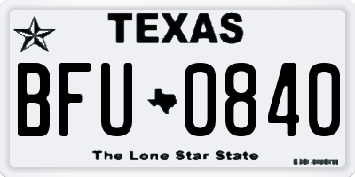TX license plate BFU0840