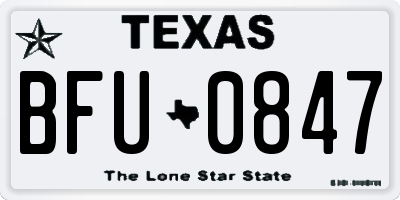 TX license plate BFU0847